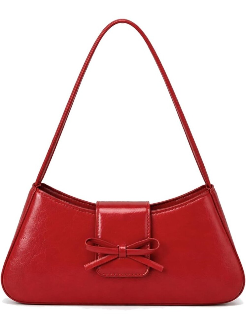 Trendy Red Patent Leather Hobo Bag for Women | Y2K Cute Bow Clutch Purse